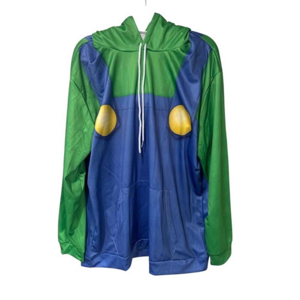 SUPER MARIO BROTHERS "Luigi" Green and Blue Character costume Hoodie size 2XL